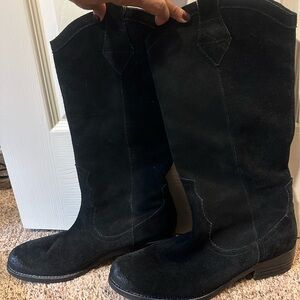 Sam Edelman Black Suede Knee-High Boots